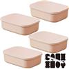 CNKHDZ Set da 4 contenitori con coperchio, contenitori impilabili con coperchio, contenitori in plastica per scaffali, cucina e bagno (Rosa, 25.5 * 18 * 7.7cm)