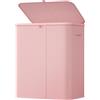 Lifewit Cesto Portabiancheria, Cesta Panni Sporchi con coperchio, Laundry Basket con Plastica Manici, Porta Biancheria Sporca per Bagno, Lavanderia, Camera da Letto, 165 L, Rosa