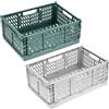QWORK® 2 Pezzi Cassette Pieghevoli in Plastica 30x20x12 cm - Organizer Impilabile Salvaspazio per Cucina, Ufficio e Bagno - Ceste Forate Multiuso per Scrivania, Cancelleria e Alimenti