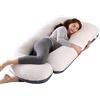 SHANNA Cuscino gravidanza per dormire, Cuscino allattamento e gravidanza, grande a forma di U e supporto premaman con rivestimento in velluto sostituibile e lavabile (Grigio e Bianco-Velluto)