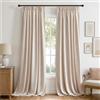 MIULEE Tende Effetto Lino Beige con Fettuccia 2 Pezzi 140x260 cm | Tessuto effetto lino con fettuccia per soggiorno, camera da letto e cameretta; facile montaggio.