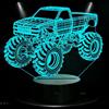 Pararty Lampada Notturna 3D Camion per Bambini,LED 7 Colori con Interruttore Touch,Alimentazione USB/batteria,Decorazione Camera Bimbo