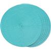 FunWheat, Set di 6 tovagliette rotonde intrecciate per tavoli da pranzo in tessuto, lavabili, antiscivolo, 38,1 cm (turchese, 6 pezzi)