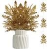 Rongrongago 10 Pezzi Rami di Pino Artificiale Glitterate in Plastica, Finti Aghi di Pino Natalizio, Rami di Abete Dorato per Nozze Casa Giardino Decorazione