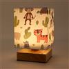 Wetry Lampada da Comodino Bambini, Ricaricabile, Regolabile, Motivo Animali | Base in Legno, Abat-jour Tessuto, 3 Temperatura di Colore, Tattile