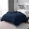 WAVVE Piumino Letto Singolo Quattro 4 Stagioni 140x200 cm - Piumone Autunnale Invernale 140 x 200, Trapunta 200x140 Microfibra Sintetica, Blu Marino