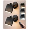 EDISHINE Set 2 Lampade da Parete LED, Dimmerabili, Telecomando, Nero
