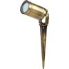 Licht-Erlebnisse Faretto da giardino in vero ottone anticato con punto a picchetto A: 27cm GU10 IP64 lampada da terra resistente alle intemperie lampada da terra lampione da giardino luce esterna