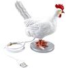 HUBa Divertente macchina per la posa di polli, lampada da tavolo a forma di uovo in resina per galline, decorazione per soggiorno e camera da letto