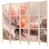 LUMASOUL Separe Divisorio Interno Monofacciale Giapponese - Paravento da Interno 5 Pannelli Divisorio per Ambienti - Divisori per Interni con Motivo Fiori - 225x172 cm