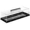 YJDOORPLAY Vassoio da portata in acrilico con coperchio, contenitore rettangolare per alimenti, per torte, cupcake e pasticcini, 355 x 127 x 90 mm, base con motivo marmorizzato con cuscinetti