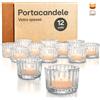 Praknu 12 Portacandele in Vetro Trasparente - Porta Candele da Tavolo XL