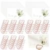 Siyrdxcbt 50pz Supporto Segnaposto Cuore Oro Rosa con Biglietti Floreali acquerello | Segnatavolo Matrimonio, Segnaposti, Struttura Metallo Doppio Cuore, Base Stabile, Decorazione Romantica per Feste e Matrimoni