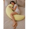 WANWEN Moon Body Pillow, Giant Moon Sleep Spoon C-shaped Body Pillow for Side Sleepers, Removable Washable Cover, Cuscino di Supporto per Tutto il Corpo for Sleeping, Resting and Lounging (Light Yellow)