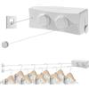 Garqitwan Stendibiancheria Retrattile 5.1 m Doppio Filo Stendibiancheria a Parete Acciaio Inossidabile Corda da Bucato Riavvolgibile per Interni ed Esterni (Grigiastro) (Bianco)