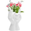 TNSLAND Vaso di Fiori in Ceramica - 19x9cm Design da Interno, Bianco, Decorativo Moderno per Tulipani, Tavolo Soggiorno e Scrivania
