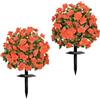 Generico Set di 2 Piante Artificiali a Sfera con Fiori, Arbusti Finti da Esterno con Picchetti, Decorazione Giardino in Seta UV-Resistente, Ornamenti Floreali per Prato, Vasi e Patio (zafferano)