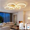 YOLEDY Plafoniera LED Soffitto Moderna Smart WiFi, Lampadario di Design a 6 Anelli 76W, Dimmerabile con App e Telecomando, Compatibile con Alexa e Google Home per Soggiorno Camera da Letto, Oro