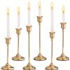 JurciCat Portacandele Dorato Candelabri Candelabro Porta Candela 16/19/22 Cm per Feste Decorazioni Di Nozze Cerimonie Di Maggior Età Feste Di Compleanno (Oro 6 Pezzi)