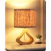 EDISHINE Lampada Comodino LED, Base Legno Forma Bottiglia, Marrone Sughero | Paralume Effetto Corteccia, Attacco E27 con Lampadina LED 2700 K, 34 cm, per Soggiorno e Mobile TV
