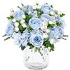 SOMYTING 2 fasci di peonia, fiori artificiali, peonia, fiori artificiali, fiori di ortensia, peonie, peonie, in seta, per matrimoni, decorazione da tavolo (blu-bianco)