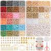 ARTREE Perline di argilla da infilare, 5000+ perline Heishi, 6 mm, 24 colori, con accessori e perline con lettere, per gioielli fai da te, bracciali, braccialetti dell'amicizia