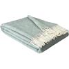 STTS International Coperta in lana vergine, 100% lana vergine, in diversi colori, 140 x 200 cm, copriletto, plaid Nord, 140 x 200 cm (C, bianco-verde chiaro)