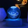 HOTUT Lampada Sfera di Cristallo 3D con Sistema Solare, Lampada Notturna a Sfera con Base a LED, 7 Colori Luce Notturna di Cristallo Ricarica USB, Decorazione in Regali per bambini