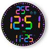 Elecbee Grande Orologio Digitale da Parete Rotondi, Schermo LED da 30cm/11.6, 12 Colori RGB, Orologi da Parete Grandi Digitali con Telecomando, Orologi da Parete LED, Luminosità Automatica, Sveglia