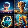 FLAJZ Diamond Painting - Set di 4 diamanti per bambini, con simpatici animali, per bambini a partire da 6, 7, 8, 9, 10, 11, 12 anni, fai da te