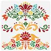 BENECREAT Stencil per Pittura Folcloristica Etnica Polacca, Modello di Decorazione in Plastica A Tema A Strisce da 30x30 cm per Fai da Te, Incisione, Scrapbooking