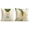 Aconesong Fodera per Cuscino Set di 2 Decorativi Cuscini Quadrate in Lino Copricuscini 45x45 cm per Arredamento Casa Divano Camera da Letto Auto Ufficio Decorativi (Geometrico)