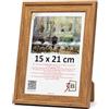 3-B Cornice portafoto Salo - marrone (rovere con venature ottiche del legno) - 15 x 21 cm (A5) - Cornice in legno, cornice per documenti con vetro acrilico