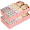DIMJ Organizer per Cassetti Armadio - Divisori Per Biancheria in Tessuto | Set di 8 Scatola di Immagazzinaggio Pieghevole, Divisori Separatori per Cassetti, Calcetines, Cravatte, Camera, Rosa