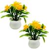Mioaoa 2 fiori artificiali gialli, fiori finti, piante artificiali da interno, piante artificiali in vaso 5 teste di fiori di rosa per matrimonio finto bonsai floreale per casa all'aperto decorazione