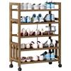 Generico Scarpiera Mobile in bambù con Rotelle e Ripiani Estraibili - Armadio Multifunzione per Ingresso, Camera, Portico, Cucina - Organizzatore Resistente per Scarpe, Borse, Vestiti