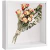Daelesr Cornice 3D Profonda per Oggetti, Cornice Portafoto 3D con Foglio Acrilico Trasparente, 3D Ombra Profonda Box, Cornice Contenitore per Medaglia Fiore Regali Souvenir (27x27cm, Bianco)