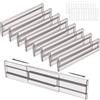 ZHHGOO 8 Pezzi Divisori per Cassetti Regolabili,Cassetti in Plastica Grigio Trasparente Separatori,Divisori per Cassetti,Organizer Armadio o Desktop per Bagno,Comò, Cucina o Trucco Conservazione