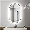 STARLEAD Nero Specchio-Ovale-Bagno-LED-con-Luce 80x50cm, Bluetooth, Antifog, Dimmerabile, 3 Colori Luce, Memoria, Vetro Temperato, IP44, Orizzontale/Verticale, Cornice non Metallica