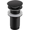 Balneo Tappo Per Lavabo In Ottone Universale Con Valvola Pop Up 66Mm X G1 1/4 Senza Troppopieno - 4 Guarnizioni, Clic C, Nero