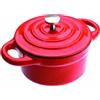 IBILI, Mini cocotte tonda rossa 10 x 4,5 cm, ghisa, adatta per l'induzione.