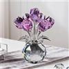 Generic Bouquet di rose in cristallo con vaso rotondo, ornamento floreale in vetro da collezione per casa, feste, matrimoni, regali romantici per donne per San Valentino, festa della mamma, Natale