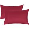 Lirex 2 Federe 50 x 80 cm, 100% Cotone Raso, Traspirante, Rinfrescante, Morbido per un Sonno di Qualità,Certificate Oeko-Tex, Federe con Chiusura A Busta, Rosso Scuro