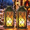 Yowin Lanterne da Esterno 2 Pezzi 35cm Grande Lanterna Solare da Giardino | Candele Tremolante, Vetro Temperato, Lampada Solari da Appendere Impermeabile Lampade da Tavolo per Giardino Balconi - Bronzo