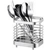 ANHORTS Organizzatore per lavello, organizer da cucina, porta utensili da cucina, in acciaio inox, accessorio da cucina per spugna, detersivo per pala, cucchiaio, pinza, frusta (Argento)