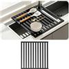 Volminex Scolapiatti Da Lavello Pieghevole Staccabile, Scolapiatti da Appoggio, Organizer Tappetino, Stendino Scolapasta Gocciolatoio, Accessori Cucina (Nero, 35×45 cm)