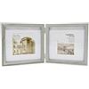 Smiling Art Cornice per 2 foto in legno, pieghevole, doppia cornice (bianco e grigio, 2 x 10 x 10/2 x 15 x 15 cm)