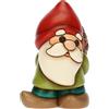 THUN, Gnomo Oliver con Pigna in Ceramica Decorata a Mano, Linea Bosco Magico, 7x5.8x9.5 cm h