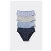 Tezenis 4 Paia Slip Bimba In Cotone Stampato Bambina Blu