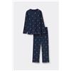 Tezenis Pigiama Lungo Bimba Costine Stampa Cuori Bambina Blu